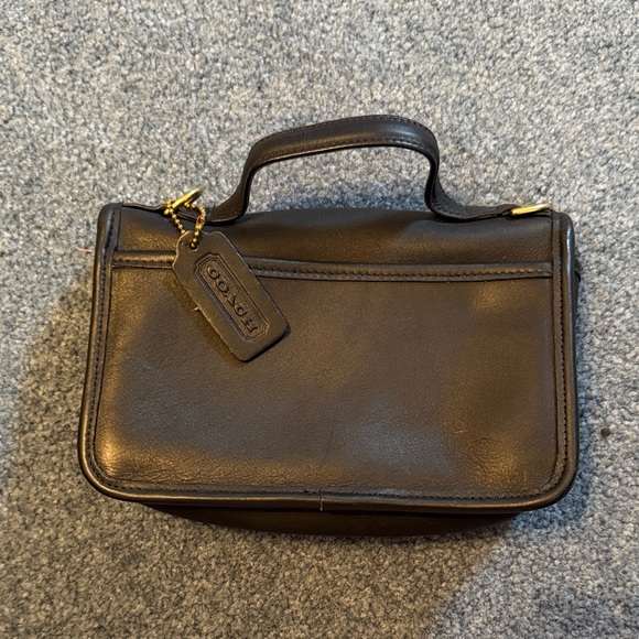 Coach Black Leather Crossbody Bag with Gold Accents - Picture 4 of 5